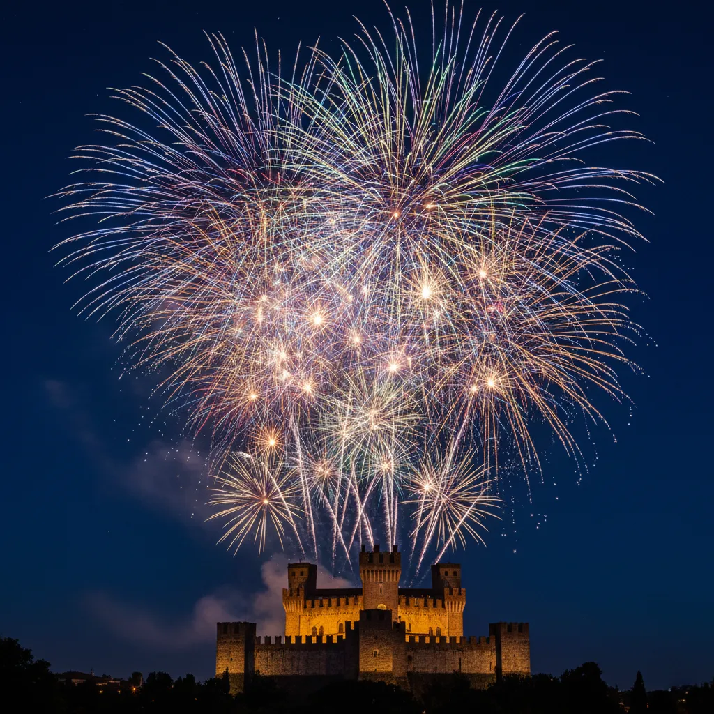 Fuochi d'artificio sul castello