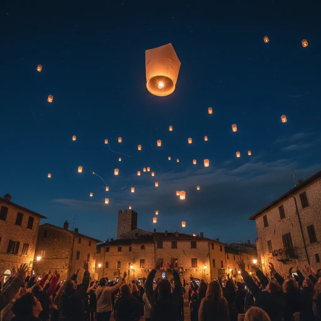 Lanterne volanti nel cielo