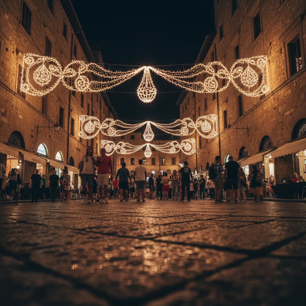 Luci nella piazza del borgo