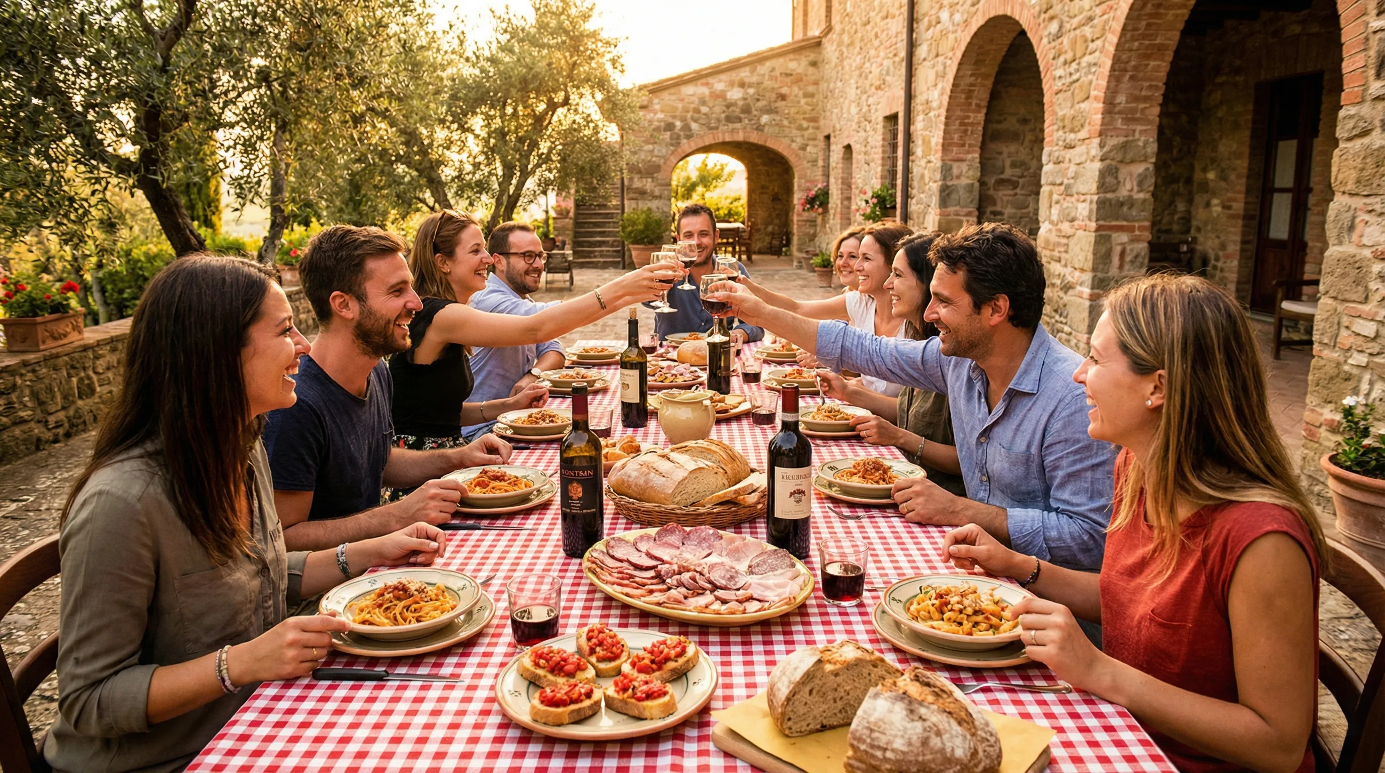 Tavola imbandita con piatti tipici umbri